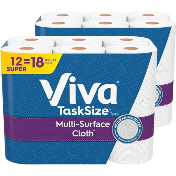 Multi-Surface Cloth Paper Towels, Task Size - 12 Super Rolls (2 Packs of 6) - Picture 1 of 7